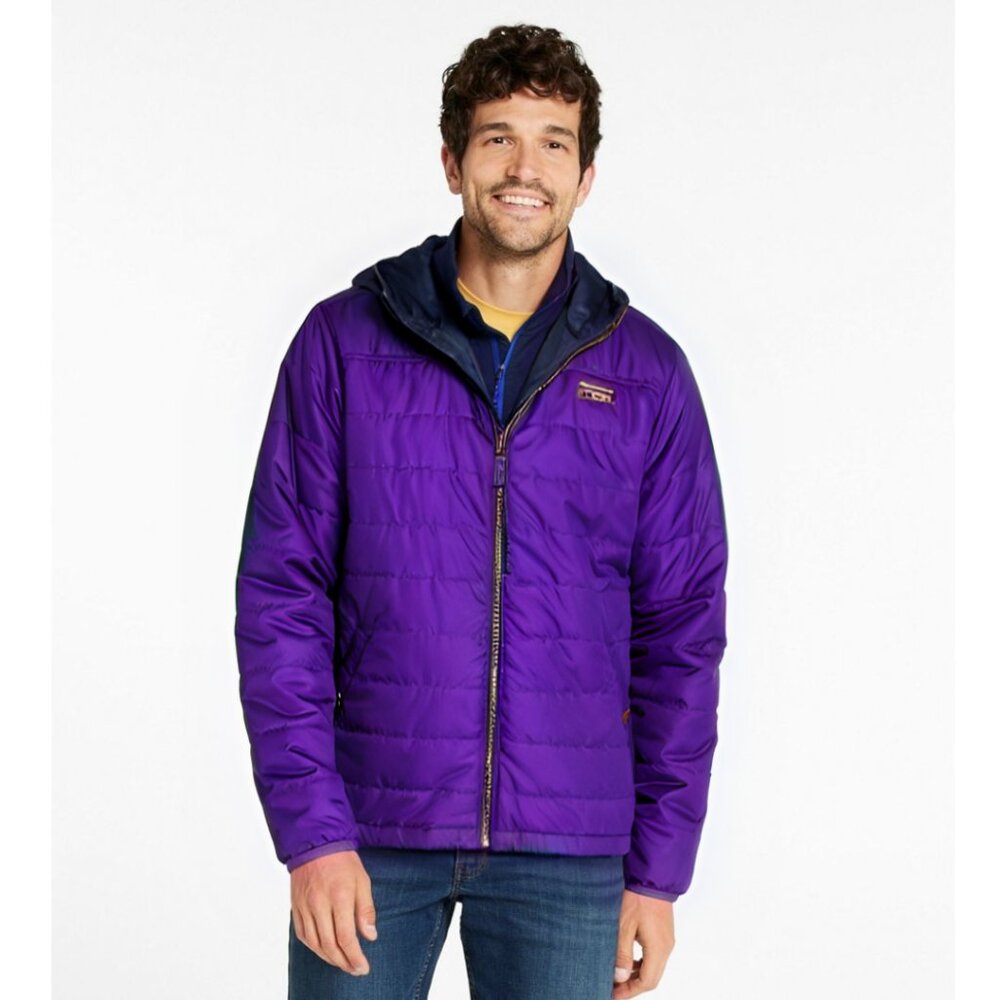 L.L Bean Mens Purple Down like Puffer Jacket Coat Vintage looking XL